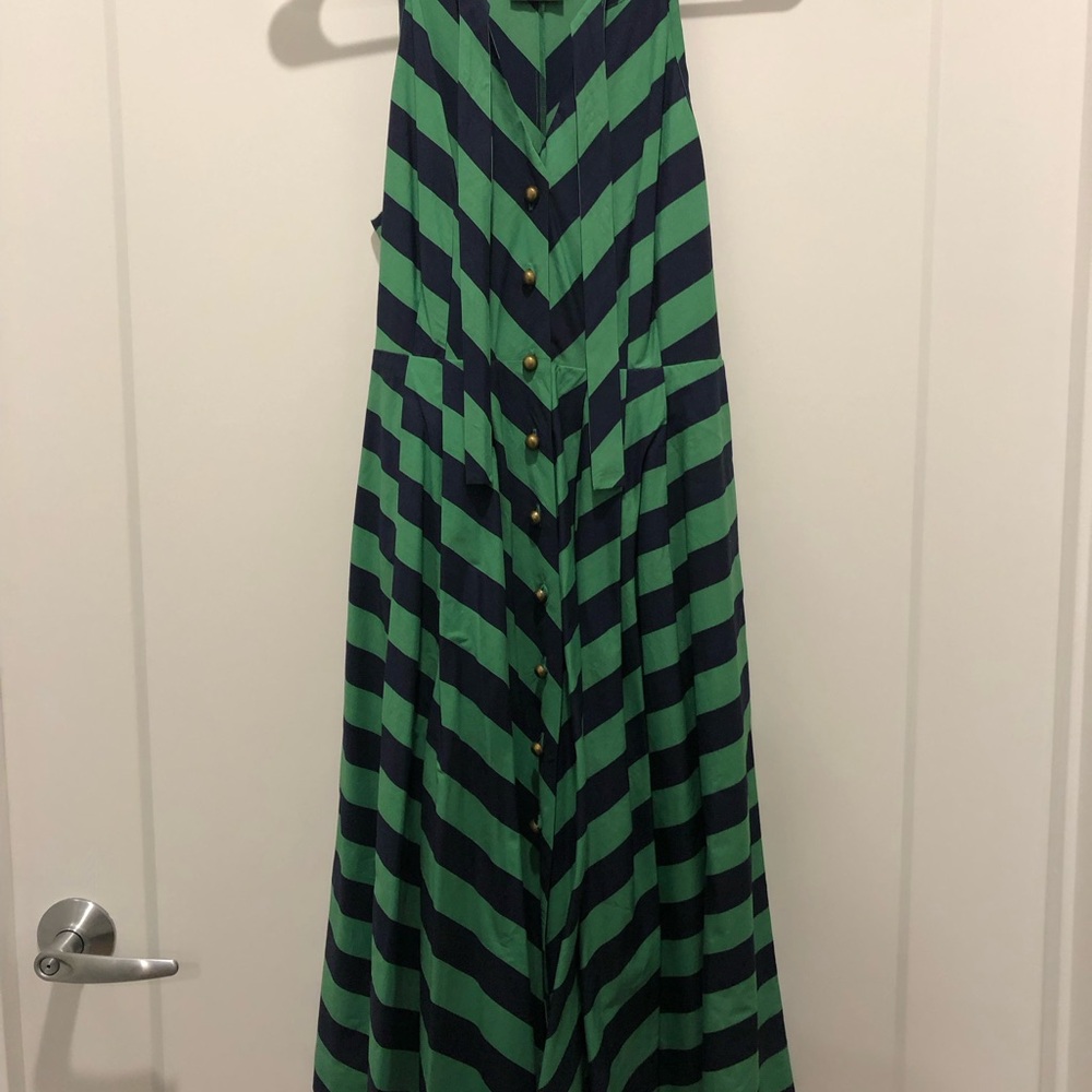 Chic Anthropologie Striped Midi Dress with Buttons